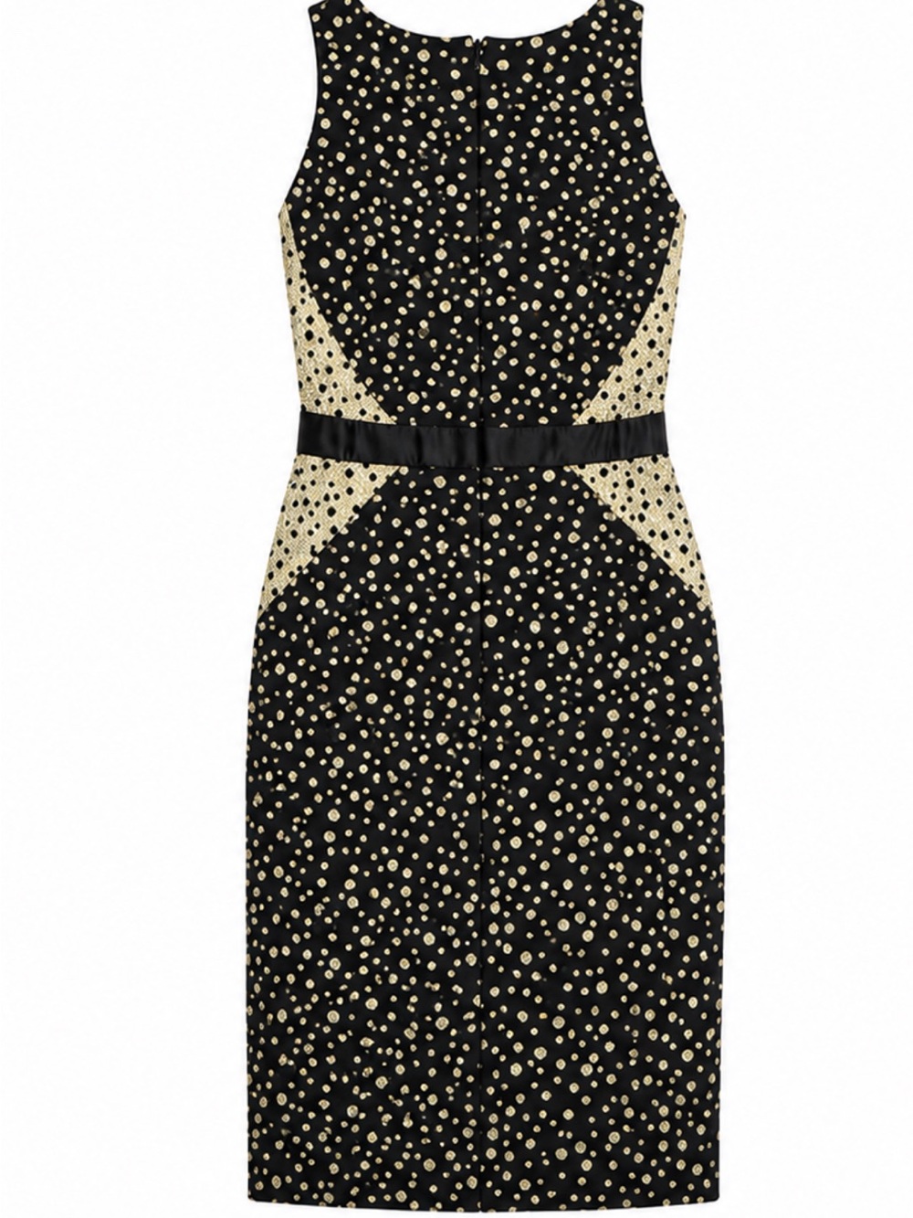 Nicole Miller Black Midi Sheath Dress with Gold Dot Accents Size 0